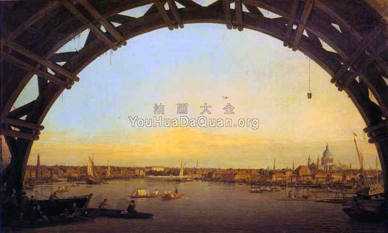 London, Seen through an Arch of Westminster Bridge - 卡纳莱托